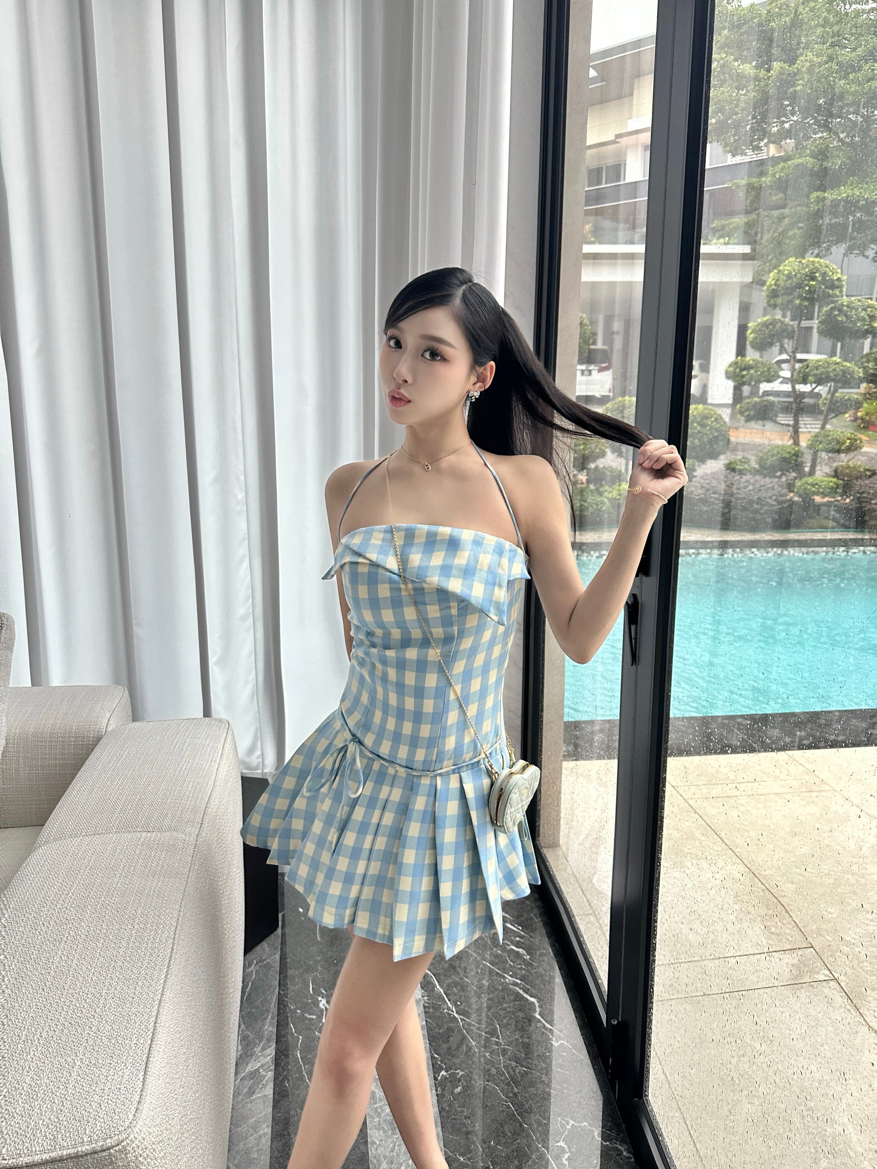 anya blue dress Petite Anya Scuba Crepe & Chiffon Ruffle Off the Shoulder Dress